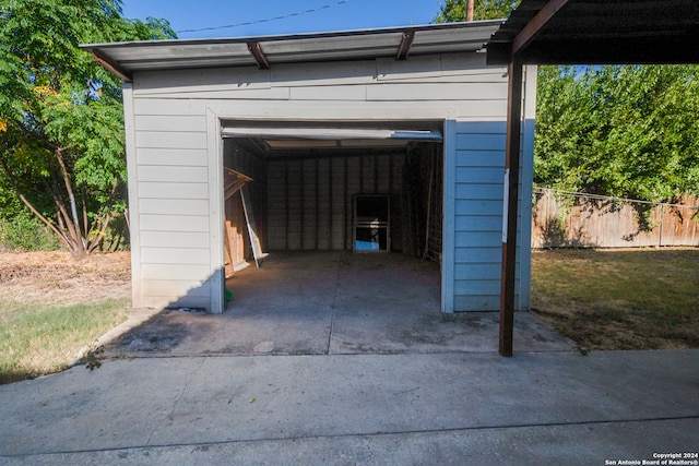 view of garage