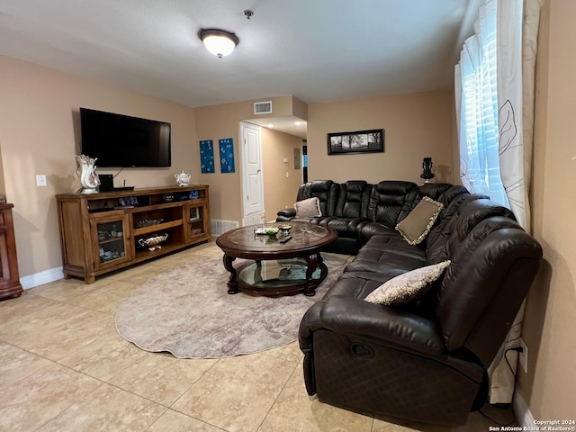 view of tiled living room