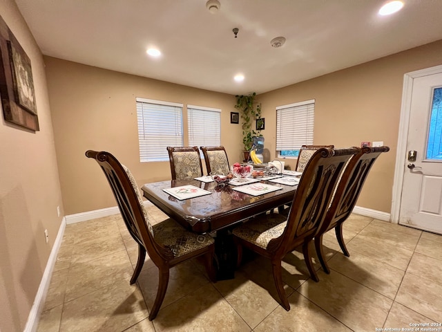 view of tiled dining area