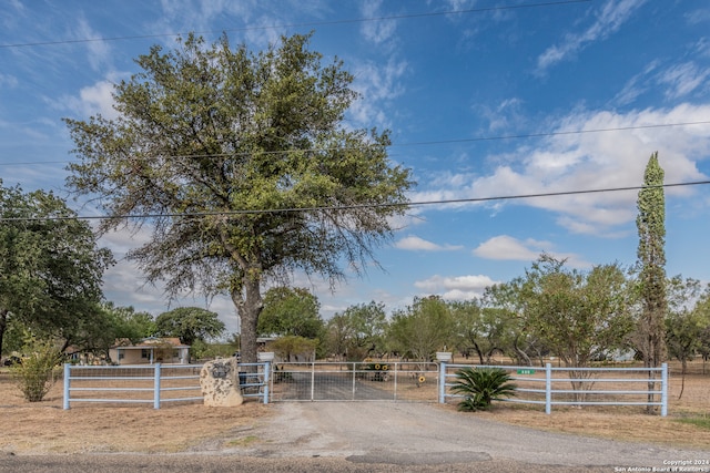 view of yard with a rural view