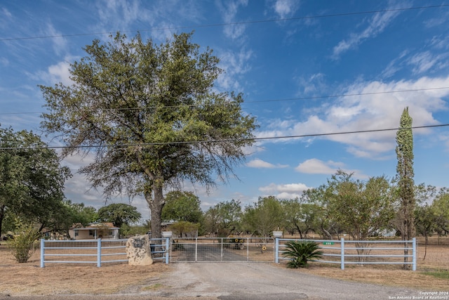 view of yard with a rural view