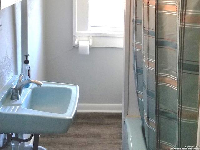 bathroom featuring sink and wood-type flooring