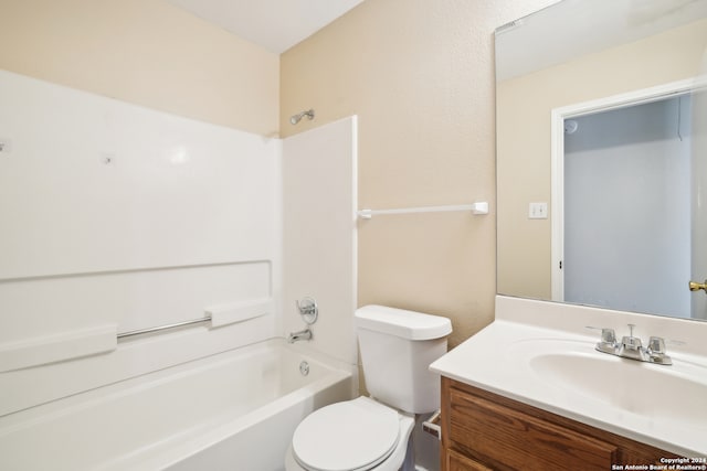 full bathroom with toilet, shower / washtub combination, and vanity