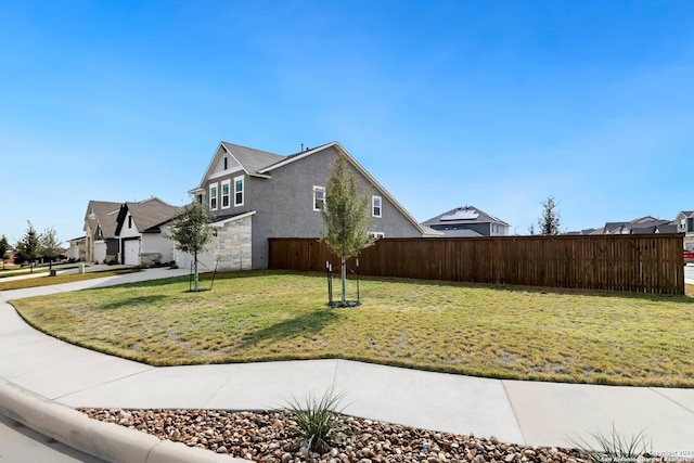 view of property exterior with a yard