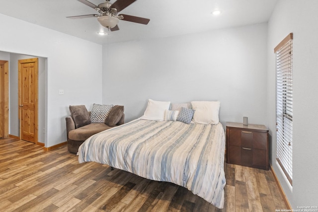 858 Ranch Rd 187, Sabinal, TX 78881 - bedroom with recessed lighting, baseboards, a ceiling fan, and light wood finished floors