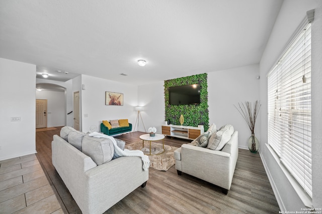 living room featuring wood-type flooring