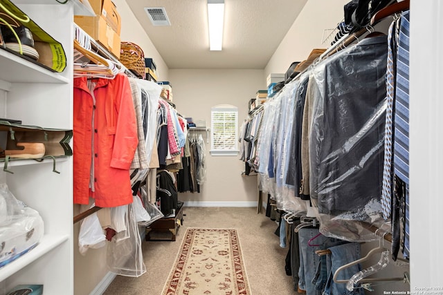 spacious closet with carpet floors