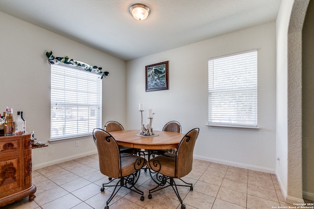 dining room featuring light tile patterned flooring and plenty of natural light