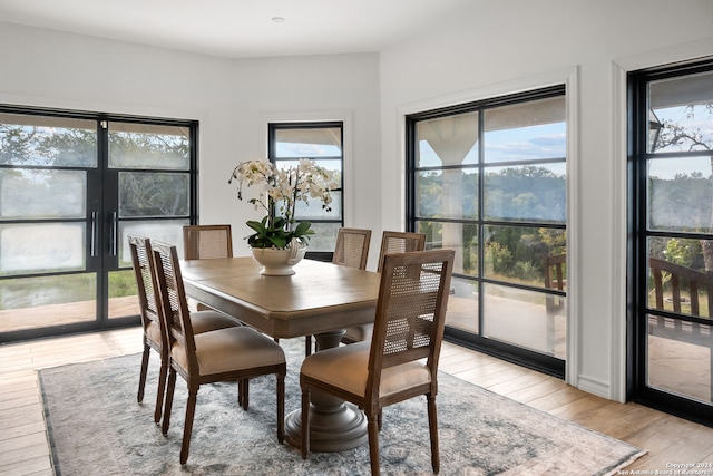 dining room with light wood-type flooring