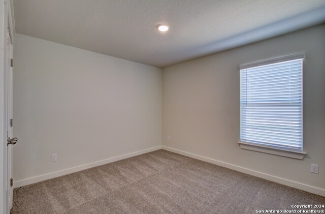 carpeted spare room featuring a textured ceiling