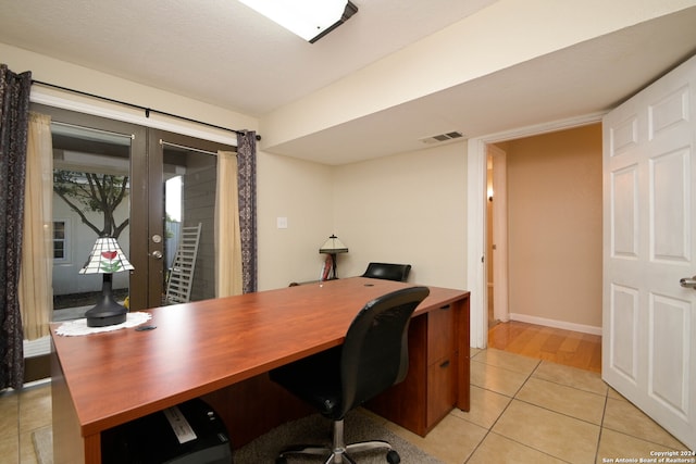 office area featuring light hardwood / wood-style flooring