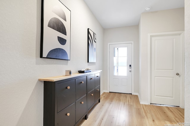 doorway to outside featuring light hardwood / wood-style flooring