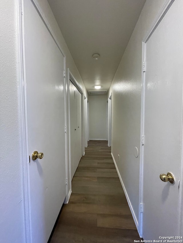 hall featuring dark hardwood / wood-style floors