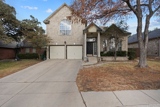 front facade with a garage