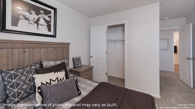 carpeted bedroom featuring a closet