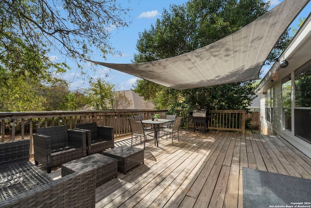 deck featuring grilling area