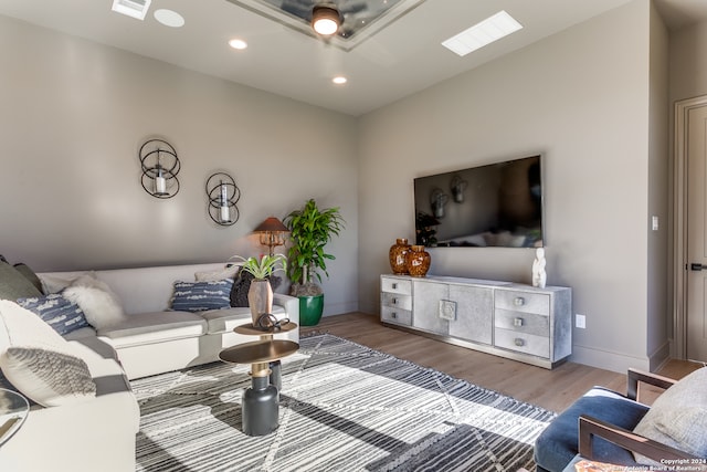 living room with hardwood / wood-style flooring