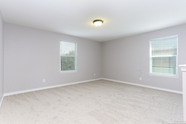 spare room with light carpet and a wealth of natural light