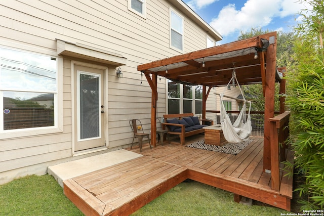 deck with an outdoor living space