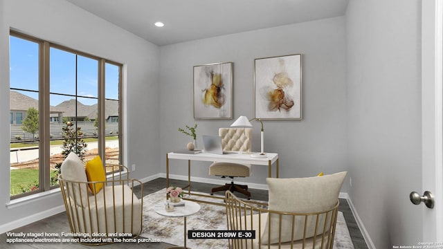 home office featuring hardwood / wood-style flooring and a wealth of natural light