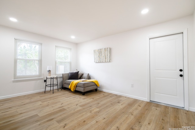 sitting room featuring light hardwood / wood-style flooring