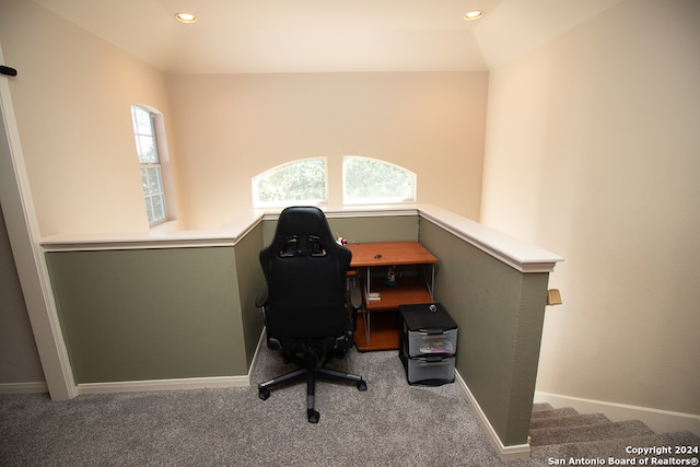 carpeted office with plenty of natural light