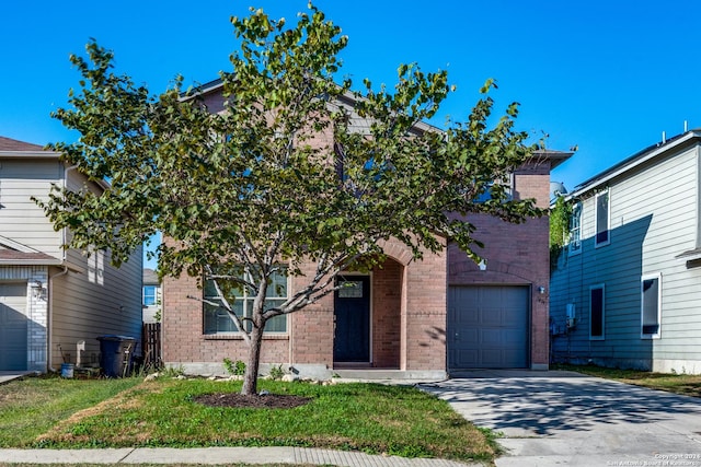 7419 Cedar Farm, San Antonio, TX 78239 - view of front of house with brick siding, an attached garage, and driveway