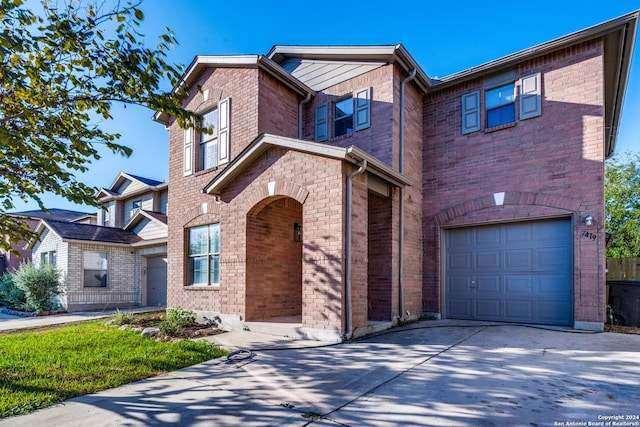 7419 Cedar Farm, San Antonio, TX 78239 - view of front facade featuring a garage, concrete driveway, and brick siding