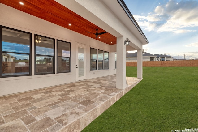 view of patio / terrace featuring ceiling fan