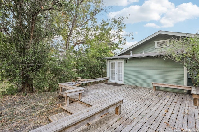 1112 W Huisache Ave, San Antonio, TX 78201 - wooden terrace with french doors