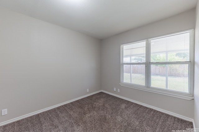 empty room with dark colored carpet