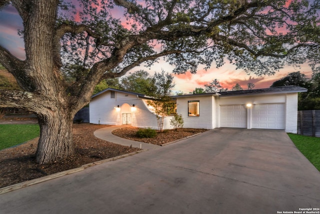 view of front of house with a garage