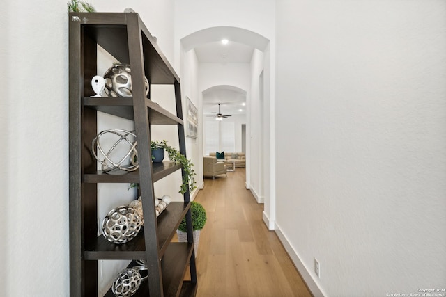 hallway with wood-type flooring