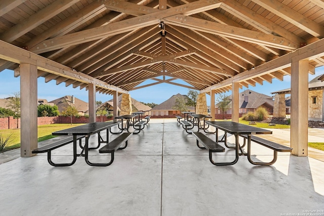 view of home's community featuring a gazebo, a yard, and a patio