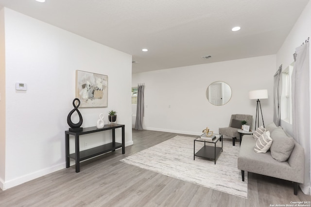 living room with light wood-type flooring