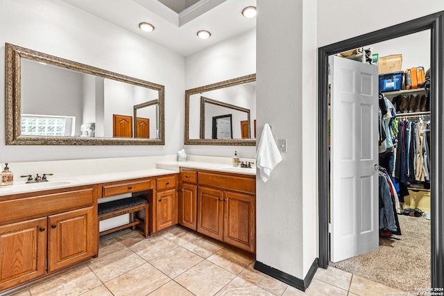 bathroom featuring vanity and tile patterned flooring