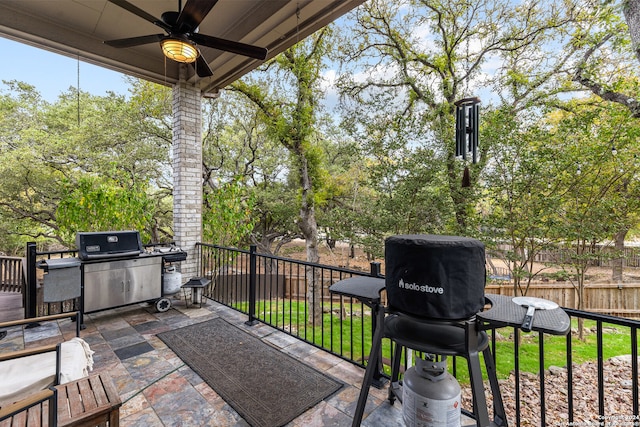 view of patio with ceiling fan