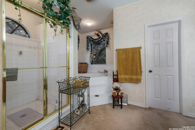 bathroom with independent shower and bath