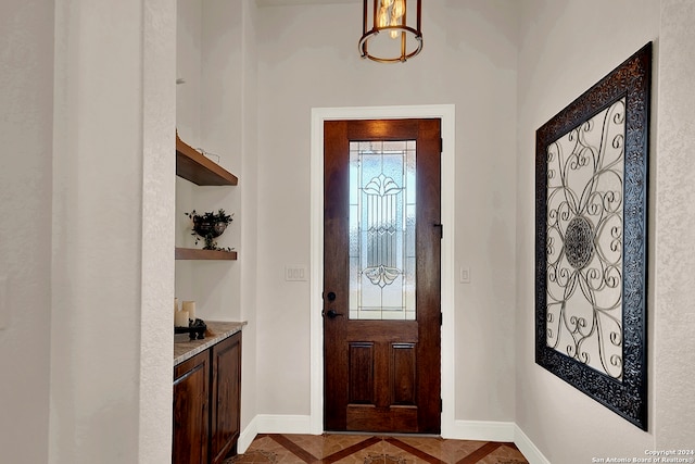 entryway featuring tile patterned flooring