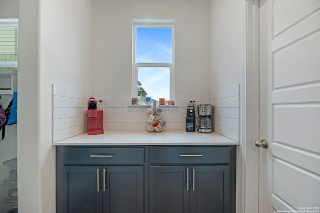 bar with decorative backsplash