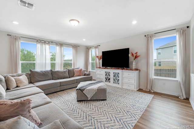 living room featuring light hardwood / wood-style floors