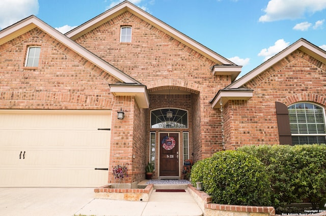 entrance to property with a garage