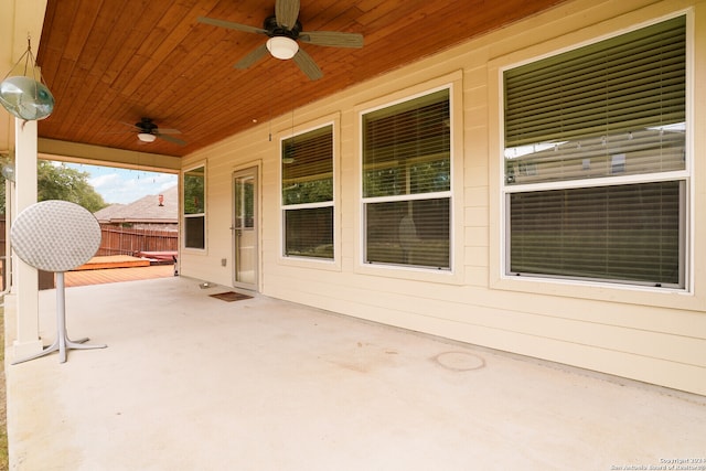 view of patio featuring ceiling fan