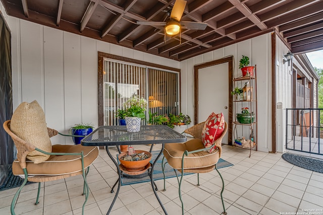 view of patio / terrace featuring ceiling fan