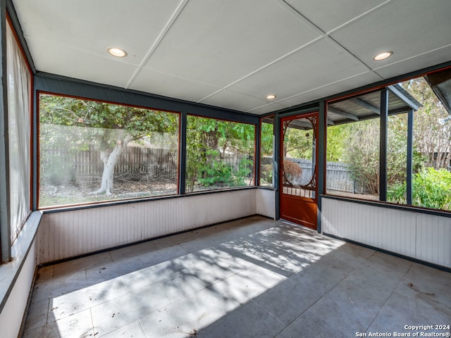 view of unfurnished sunroom