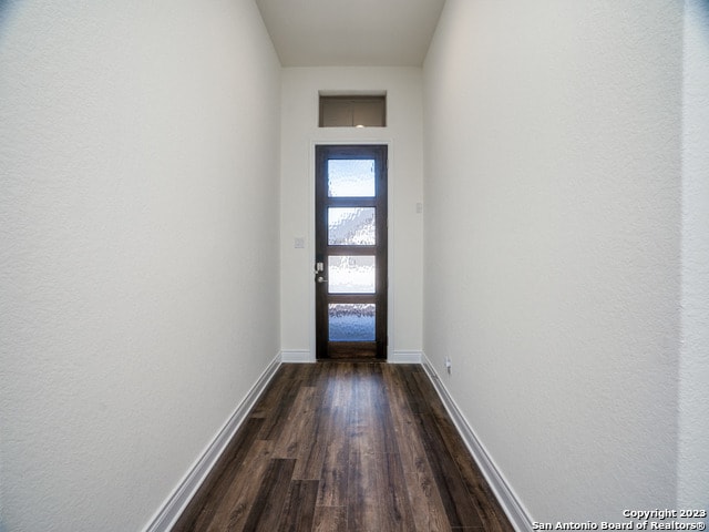 doorway featuring dark hardwood / wood-style flooring