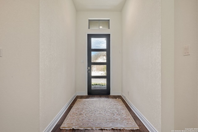 doorway to outside with dark hardwood / wood-style floors