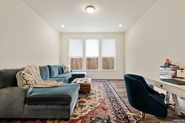 office featuring hardwood / wood-style floors