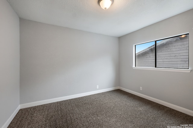 spare room with a textured ceiling and carpet flooring