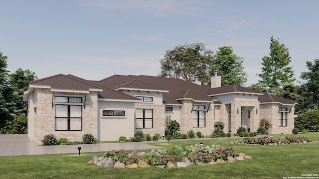 view of front facade with a front lawn